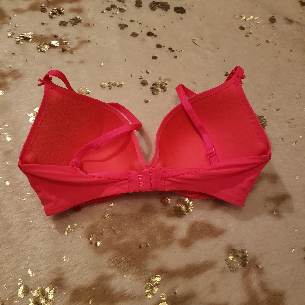Victoria's Secret 32D Plunge Hot Pink Push Up Bra - Picture 2 of 8